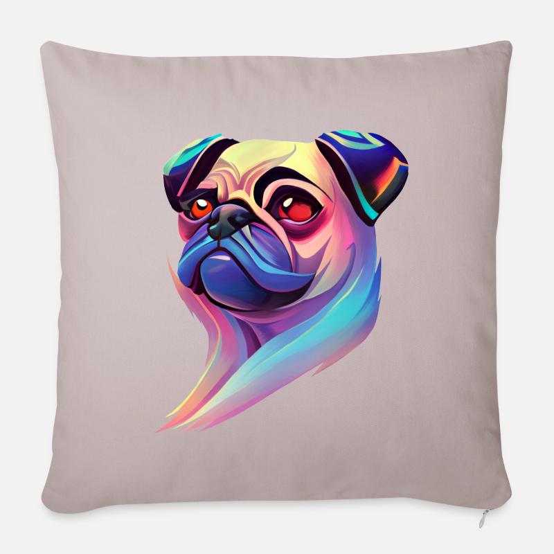 Mops - Sofakissenbezug 45 x 45 cm - helles Taupe