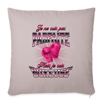 Boxe féminine, cadeau original pour boxeuse - Housse de coussin décorative 45 x 45 cm - taupe clair - Devant