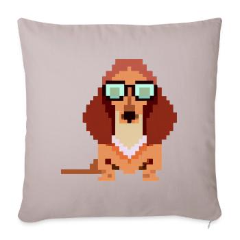 Chien viennois Pixel Art Dog Lover chiot - Housse de coussin décorative 45 x 45 cm - taupe clair - Devant