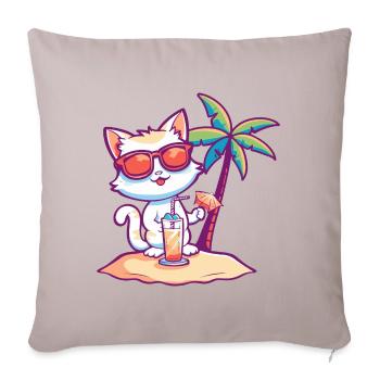 Palmier d’été de l’île aux chats - Housse de coussin décorative 45 x 45 cm - taupe clair - Devant