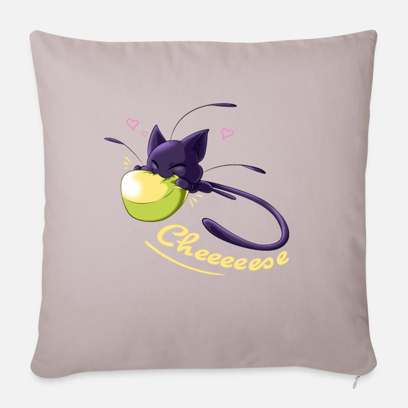 Miraculous Plagg Adore Le Fromage Camembert - Housse de coussin décorative 45 x 45 cm - taupe clair
