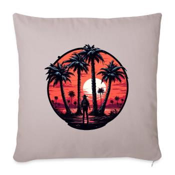 Plage / Île / Vacances / Été / Soleil / Mer - Housse de coussin décorative 45 x 45 cm - taupe clair - Devant