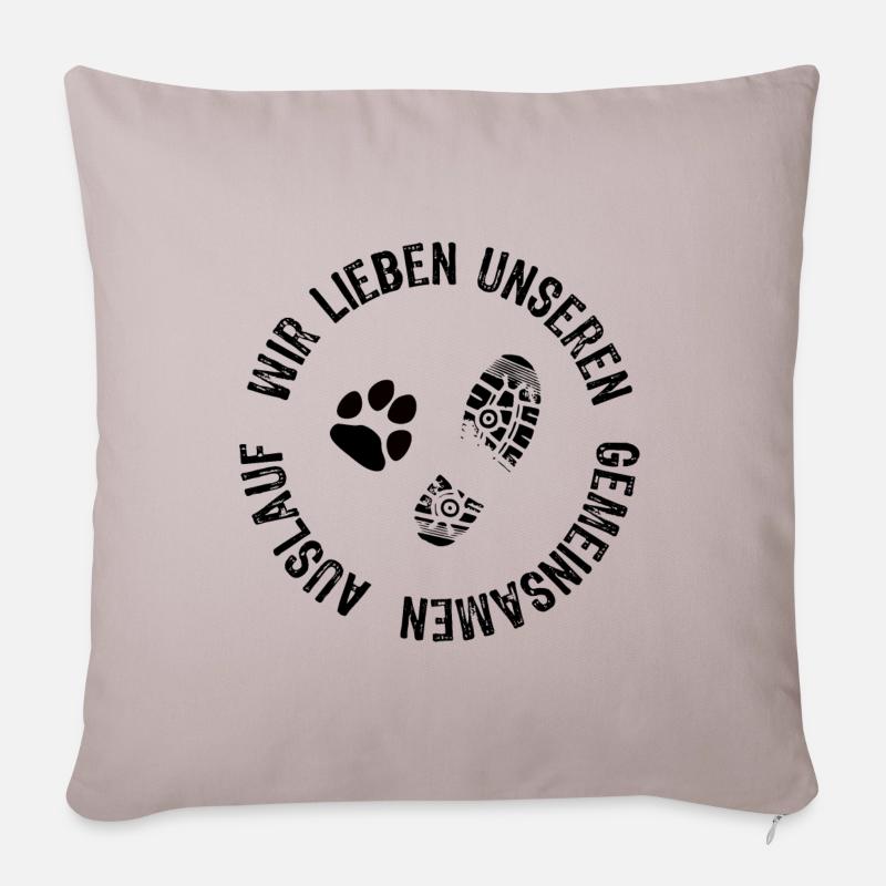 Jogging avec chien - course à pied - entraînement à la course à pied - Housse de coussin décorative 45 x 45 cm - taupe clair