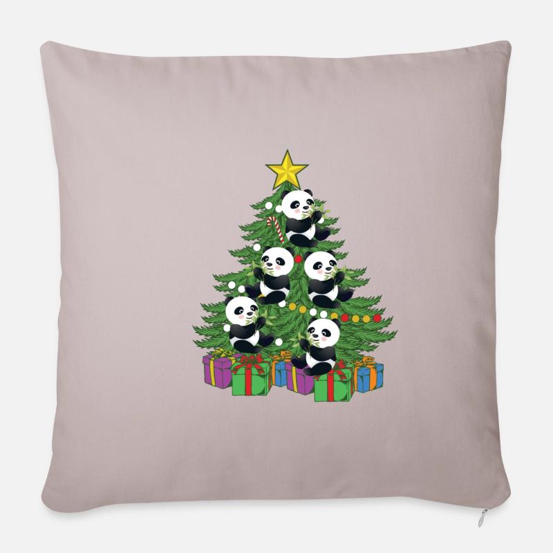lustige Panda Weihnachten - Sofakissenbezug 45 x 45 cm - helles Taupe