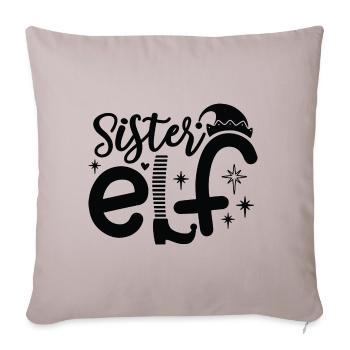 Sister Elf Schwester X-Mas Christmas Elfe Mädchen - Sofakissenbezug 45 x 45 cm - helles Taupe - Vorne