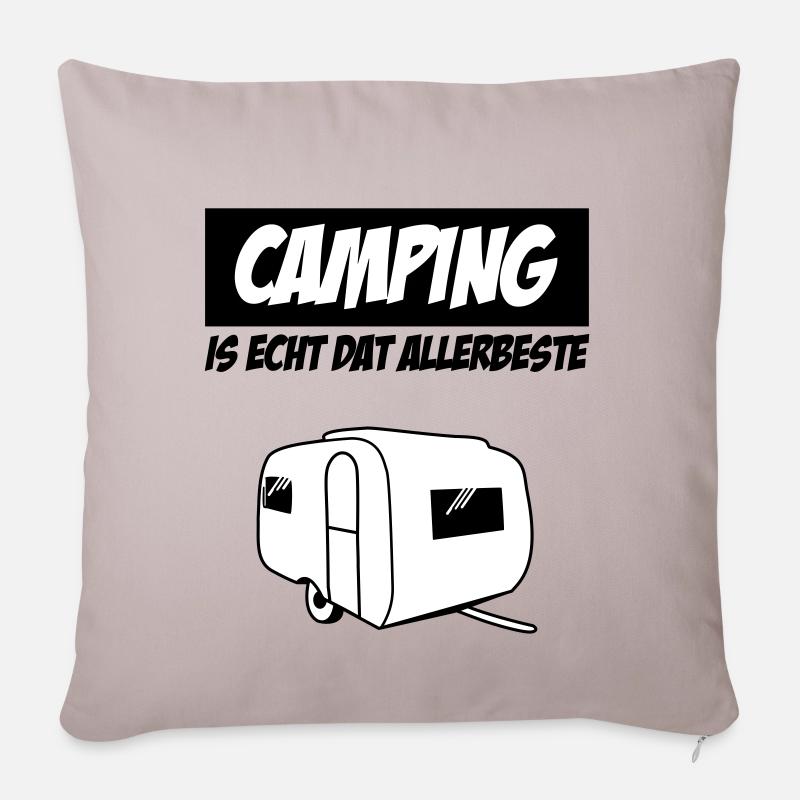 Camping Is Echt Dat Allerbeste - Sofakissenbezug 45 x 45 cm - helles Taupe