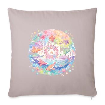 Les mignons animaux de la mer - Housse de coussin décorative 45 x 45 cm - taupe clair - Devant
