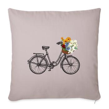 Vélo vintage avec panier de fleurs - Housse de coussin décorative 45 x 45 cm - taupe clair - Devant