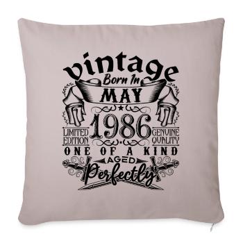 Anniversaire 1986 Mai 1986 ! né en May 1986 - Housse de coussin décorative 45 x 45 cm - taupe clair - Devant