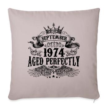 Anniversaire 1974 Septembre 1974 né en Septembre - Housse de coussin décorative 45 x 45 cm - taupe clair - Devant