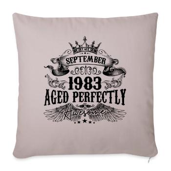 Anniversaire 1983 Septembre 1983 né en Septembre - Housse de coussin décorative 45 x 45 cm - taupe clair - Devant