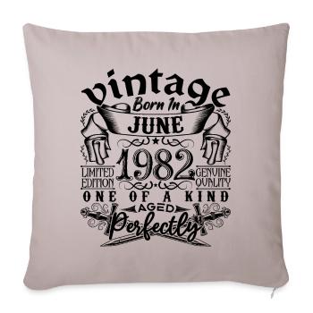 Anniversaire 1982 Juin 1982 ! né en June 1982 - Housse de coussin décorative 45 x 45 cm - taupe clair - Devant