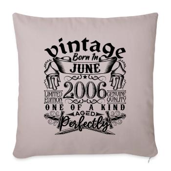 Anniversaire 2006 Juin 2006 ! né en June 2006 - Housse de coussin décorative 45 x 45 cm - taupe clair - Devant