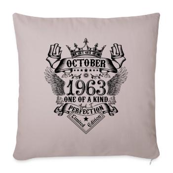 Anniversaire 1963 Octobre 1963 né en Octobre - Housse de coussin décorative 45 x 45 cm - taupe clair - Devant