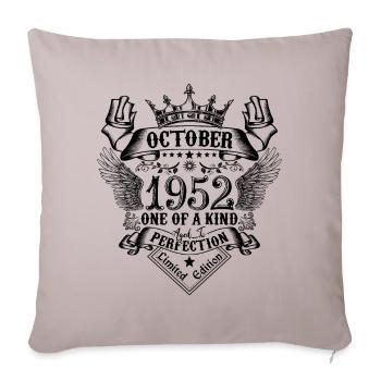 Anniversaire 1952 Octobre 1952 né en Octobre - Housse de coussin décorative 45 x 45 cm - taupe clair - Devant
