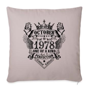 Anniversaire 1978 Octobre 1978 né en Octobre - Housse de coussin décorative 45 x 45 cm - taupe clair - Devant