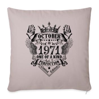 Anniversaire 1971 Octobre 1971 né en Octobre - Housse de coussin décorative 45 x 45 cm - taupe clair - Devant