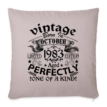 Octobre 1983 | Vintage 1983 | né en Octobre - Housse de coussin décorative 45 x 45 cm - taupe clair - Devant