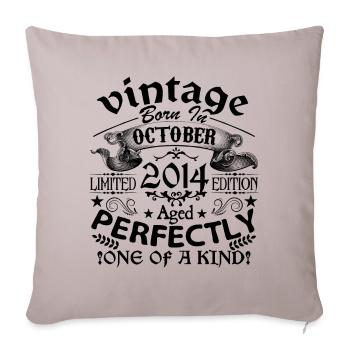 Octobre 2014 | Vintage 2014 | né en Octobre - Housse de coussin décorative 45 x 45 cm - taupe clair - Devant