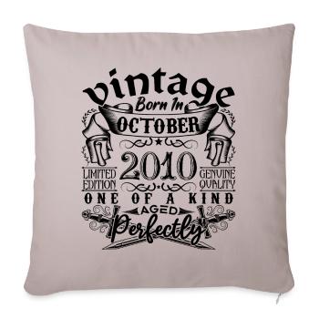 Anniversaire 2010 Octobre 2010 né en October 2010 - Housse de coussin décorative 45 x 45 cm - taupe clair - Devant