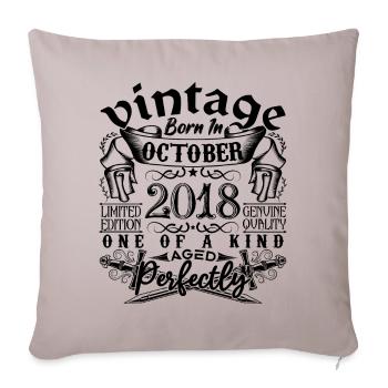 Anniversaire 2018 Octobre 2018 né en October 2018 - Housse de coussin décorative 45 x 45 cm - taupe clair - Devant
