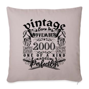 Anniversaire 2000 Novembre 2000 né en November - Housse de coussin décorative 45 x 45 cm - taupe clair - Devant