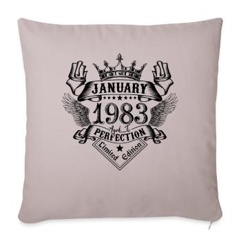 Janvier 1983 Janvier 1983 né en Janvier - Housse de coussin décorative 45 x 45 cm - taupe clair - Devant