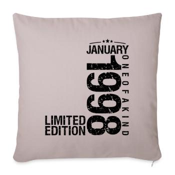 Anniversaire Janvier 1998 Janvier né en January - Housse de coussin décorative 45 x 45 cm - taupe clair - Devant