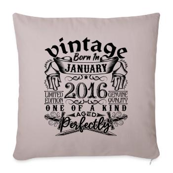 Anniversaire 2016 Janvier 2016 né en Janvier - Housse de coussin décorative 45 x 45 cm - taupe clair - Devant