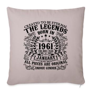 Anniversaire 1961 Janvier 1961 né en Janvier 1961 - Housse de coussin décorative 45 x 45 cm - taupe clair - Devant