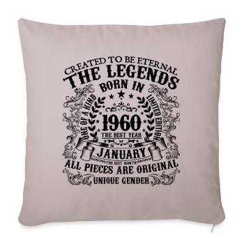 Birthday 1960 January 1960 born in January 1960 - Sofa pillowcase 17,3'' x 17,3'' (45 x 45 cm) - light taupe - Front