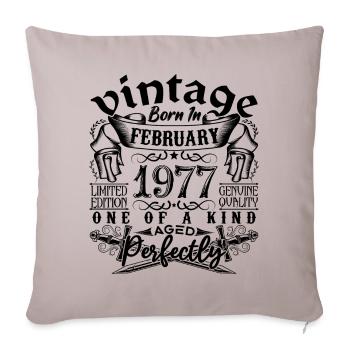 Anniversaire 1977 Février 1977 né en Février - Housse de coussin décorative 45 x 45 cm - taupe clair - Devant