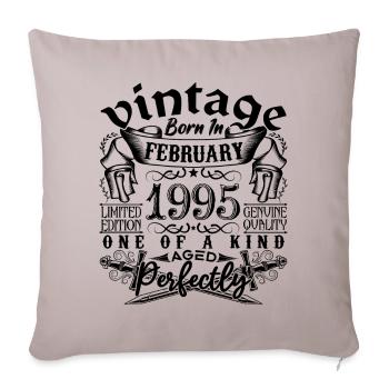 Anniversaire 1995 Février 1995 né en Février - Housse de coussin décorative 45 x 45 cm - taupe clair - Devant