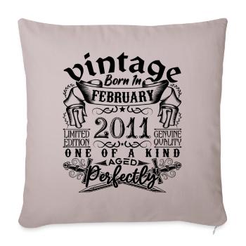 Anniversaire 2011 Février 2011 né en Février - Housse de coussin décorative 45 x 45 cm - taupe clair - Devant