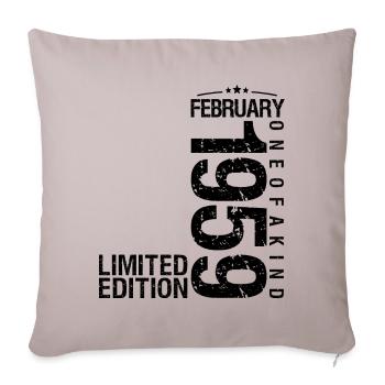 Birthday February 1959 February Born in February - Sofa pillowcase 17,3'' x 17,3'' (45 x 45 cm) - light taupe - Front
