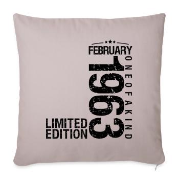 Anniversaire Février 1963 Février né en Février - Housse de coussin décorative 45 x 45 cm - taupe clair - Devant