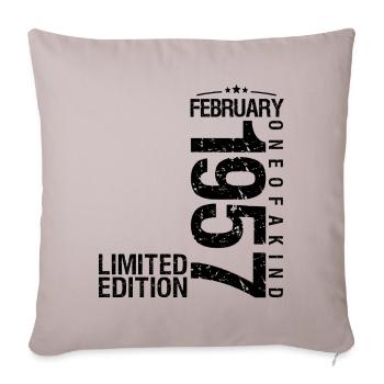 Birthday February 1957 February Born in February - Sofa pillowcase 17,3'' x 17,3'' (45 x 45 cm) - light taupe - Front