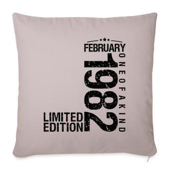 Anniversaire Février 1982 Février né en January - Housse de coussin décorative 45 x 45 cm - taupe clair - Devant