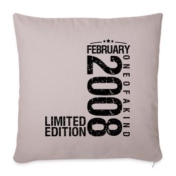 Birthday February 2008 February born in February - Sofa pillowcase 17,3'' x 17,3'' (45 x 45 cm) - light taupe - Front