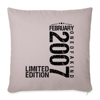 Birthday February 2007 February born in February - Sofa pillowcase 17,3'' x 17,3'' (45 x 45 cm) - light taupe - Front