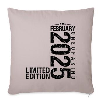Birthday February 2025 February born in February - Sofa pillowcase 17,3'' x 17,3'' (45 x 45 cm) - light taupe - Front