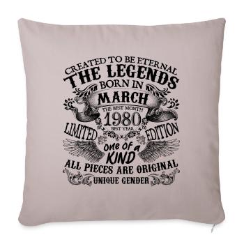 Anniversaire 1980 Mars 1980 né en Mars 1980 - Housse de coussin décorative 45 x 45 cm - taupe clair - Devant