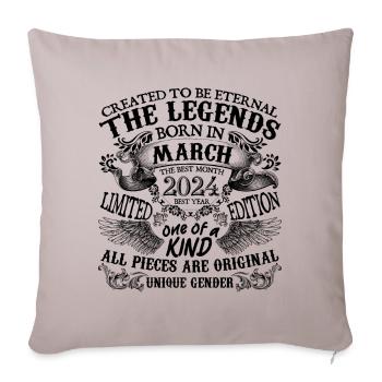 Birthday 2024 March 2024 born in March 2024 - Sofa pillowcase 17,3'' x 17,3'' (45 x 45 cm) - light taupe - Front