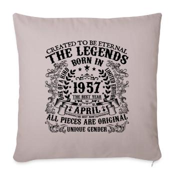 Anniversaire 1957 Avril 1957 né en Avril 1957 - Housse de coussin décorative 45 x 45 cm - taupe clair - Devant