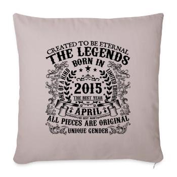 Anniversaire 2015 Avril 2015 né en Avril 2015 - Housse de coussin décorative 45 x 45 cm - taupe clair - Devant