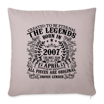 Anniversaire 2007 Avril 2007 né en Avril 2007 - Housse de coussin décorative 45 x 45 cm - taupe clair - Devant
