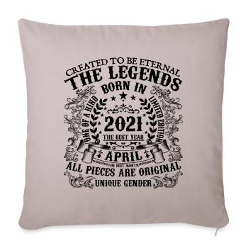 Birthday 2021 April 2021 born in April 2021 - Sofa pillowcase 17,3'' x 17,3'' (45 x 45 cm) - light taupe - Front