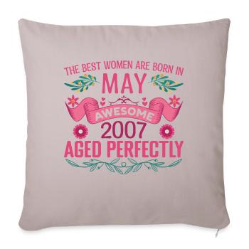 Mai 2007 anniversaire femme Mai 2007 anniversaire - Housse de coussin décorative 45 x 45 cm - taupe clair - Devant