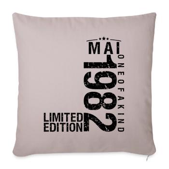 Anniversaire Mai 1982 Mai né en Mai - Housse de coussin décorative 45 x 45 cm - taupe clair - Devant