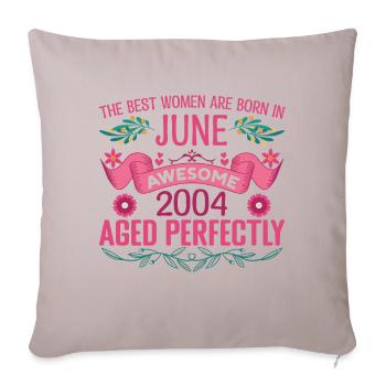 Juin 2004 anniversaire femme Juin 2004 - Housse de coussin décorative 45 x 45 cm - taupe clair - Devant
